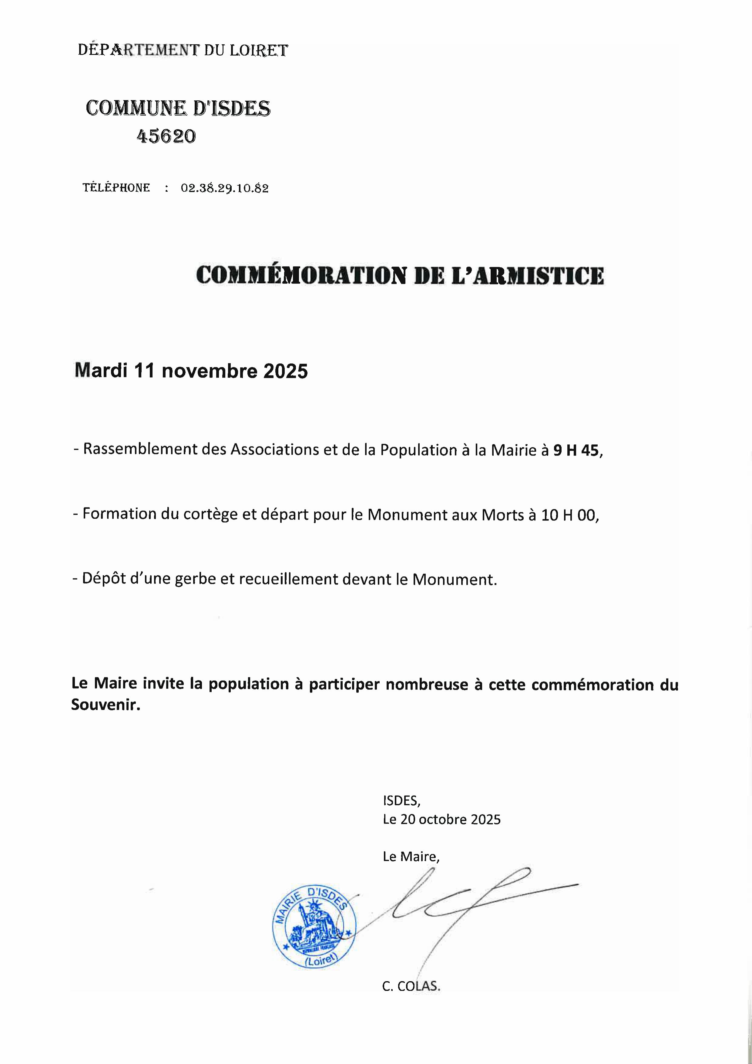 commémoration 11 novembre 2025