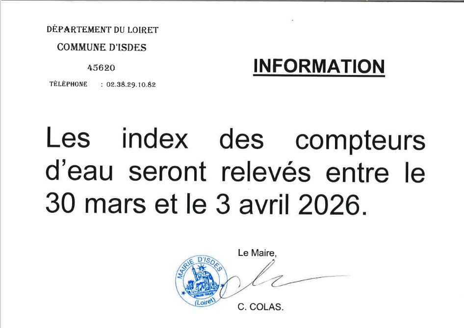 relevé compteurs eau 2026